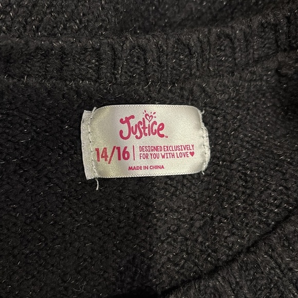 Justice Black Sweater with Sequin Unicorn - Picture 4 of 4